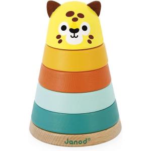 Janod – Empilable Renard, Baby Forest – Jeu Empilable en Bois – Jouet d&rsquo;Éveil – Développement de la Motricité Fine – Premier Âge – Multi Couleurs – Dès 1 An, J08014(Jaguar Tropik)