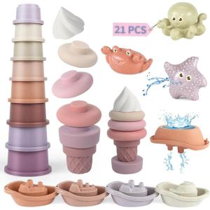 Jouet Tasse à Empilable pour 12 18 Mois Bébé,8 Pièces Cubes Empilables Gobelet Empilables pour Filles,Enfant Construction Jeux Gigognes Jeux Éducatif Cadeau pour 6+ Mois Garçons(Violet)