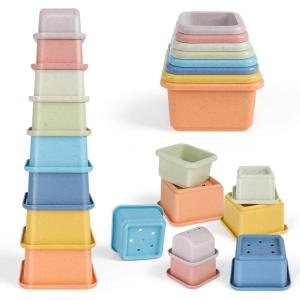 Jouet Tasse à Empilable pour 12 18 Mois Bébé,8 Pièces Cubes Empilables Gobelet Empilables pour Filles,Enfant Construction Jeux Gigognes Jeux Éducatif Cadeau pour 6+ Mois Garçons(Rouge)