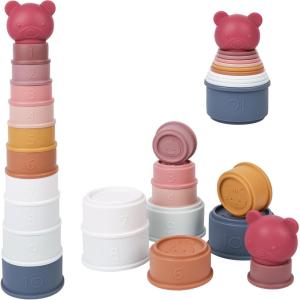 Lot de 9 Tasses à Empiler Bebe, Jouets Éducatifs pour Bébés Jouets D&rsquo;éveil, Sensoriel Eveil pour 6 Mois Garçons Filles, Multiple Colour(Multicolore(11pc))