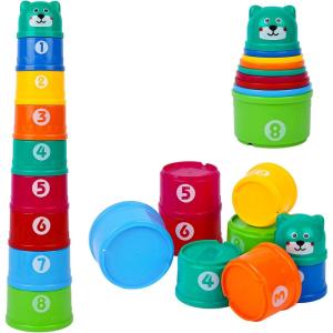 Lot de 9 Tasses à Empiler Bebe, Jouets Éducatifs pour Bébés Jouets D&rsquo;éveil, Sensoriel Eveil pour 6 Mois Garçons Filles, Multiple Colour(Multicolore(9pc))