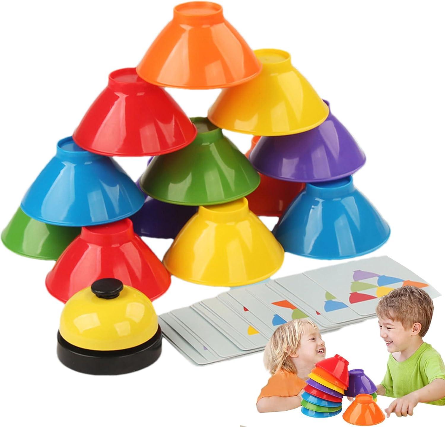 imageJouet empiler pour Jouet Bol empilable Jouet empilable Arcen Jouet sensoriel pour activits dapprentissage prscolaire 6 Bols empilables avec Cloche 25 Cartes Jeu de Puzzle Jouet de Je