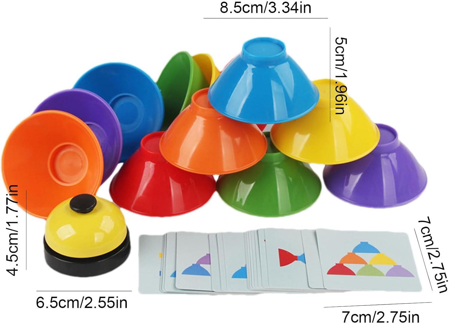 imageJouet empiler pour Jouet Bol empilable Jouet empilable Arcen Jouet sensoriel pour activits dapprentissage prscolaire 6 Bols empilables avec Cloche 25 Cartes Jeu de Puzzle Jouet de Je
