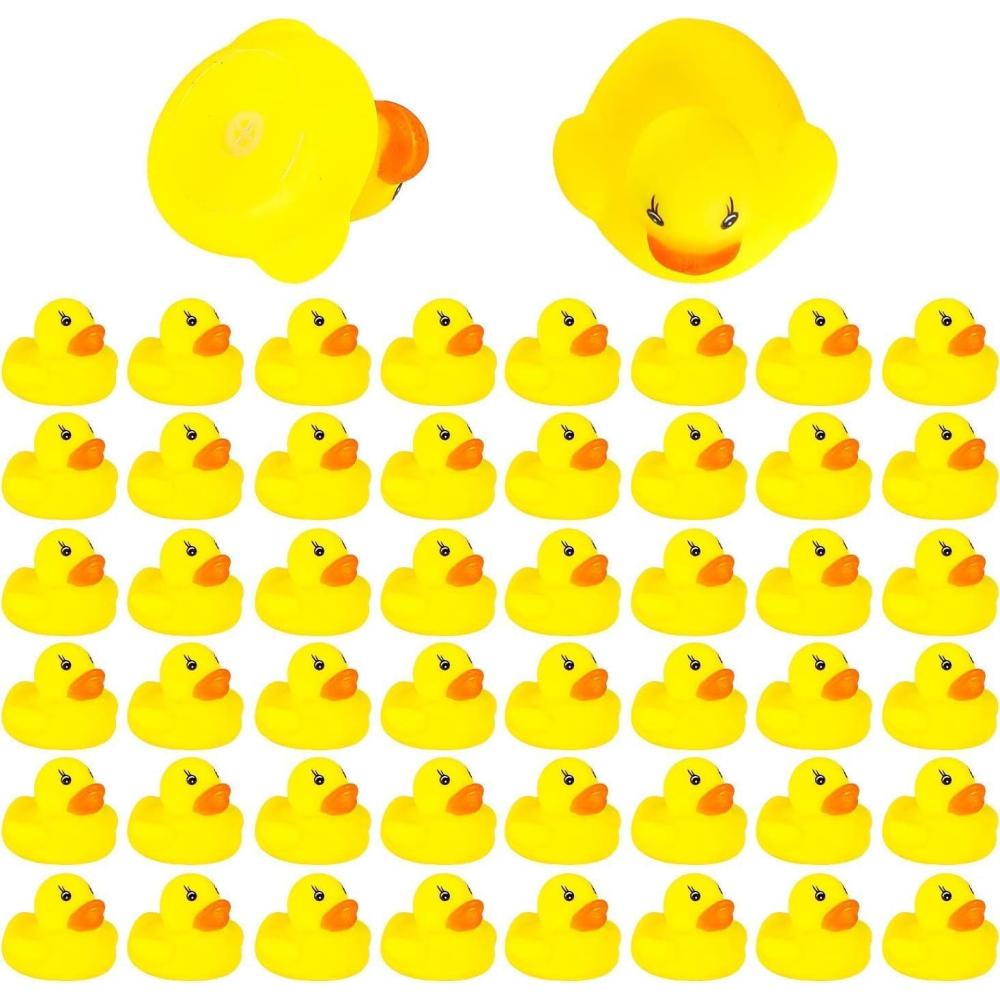 imageDERAYEE 50pcs Jouet de Bain Jouet  emmener  la Plage  Petit Caoutchouc Canard Jaune Flottant  36 Lettres et Chiffres en Mousse avec Filet de pche et Sac de RangementCanard Jaune