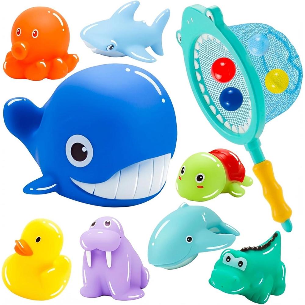 imageJouet de Bain pour Bb 1 2 3 4 Ans 13 Pices Jeux de Bain Enfant avec Animaux Marins Colors en Filet de Pche en Boule ocanique Jeux Amusants pour Baignoire et Piscine