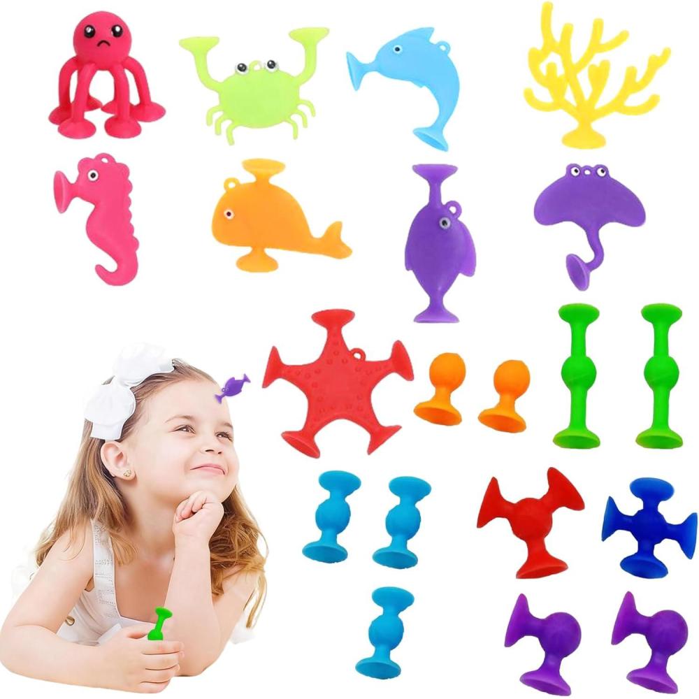 image:image20 Pices Tossit Jeu Ventouse Silicone Jouet Ventouse Bebe Animaux Marins Jouets de Bain Convient aux Enfants de 1  3 Ans et Plus Jouet Voyage Jouet Sensoriel pour Les Enfants 4  8 Ans
